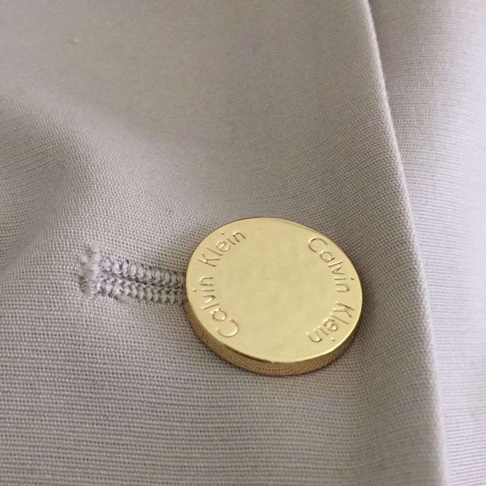 Calvin Klein Tan Petite Notch Collar Long Sleeve Blazer With Gold Buttons $99.00 - Picture 7 of 10